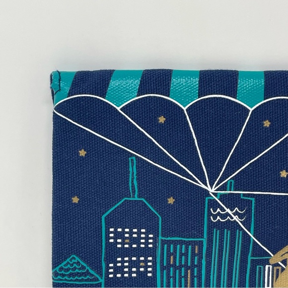 Blue Benefit San Francisco Cosmetic Clutch Makeup Bag with Snap Front - Picture 4 of 16